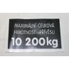 Zetor Trailer weight plate - Maximum trailer weight label - 10200 kg 59116683 Parts » Agrapoint 